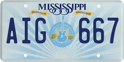 MS license plate AIG667