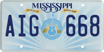 MS license plate AIG668