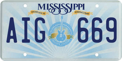 MS license plate AIG669