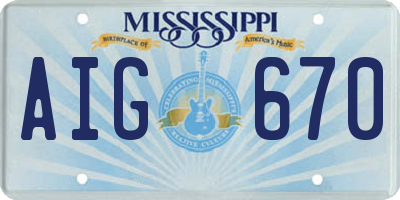 MS license plate AIG670