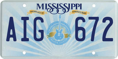 MS license plate AIG672