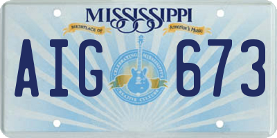 MS license plate AIG673