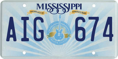 MS license plate AIG674