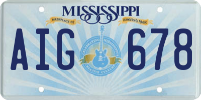 MS license plate AIG678
