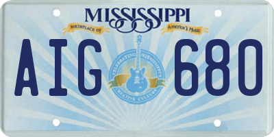 MS license plate AIG680
