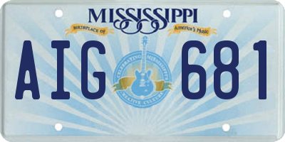 MS license plate AIG681
