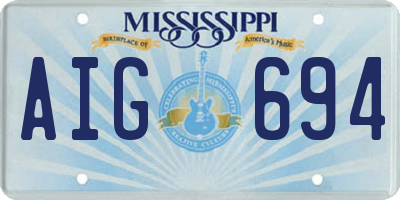 MS license plate AIG694