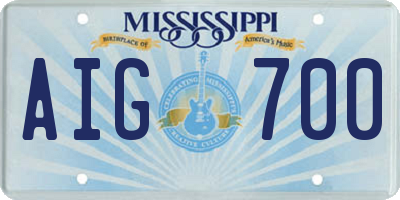 MS license plate AIG700