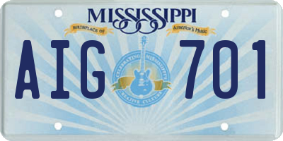 MS license plate AIG701