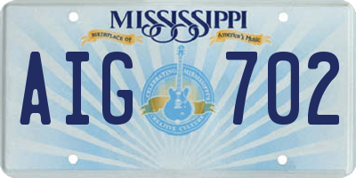 MS license plate AIG702