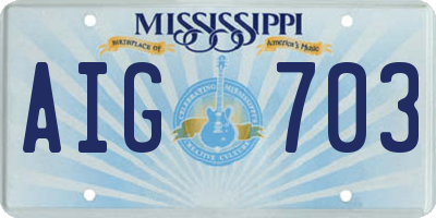MS license plate AIG703