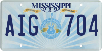 MS license plate AIG704