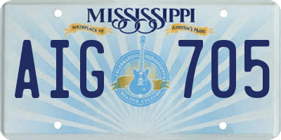 MS license plate AIG705
