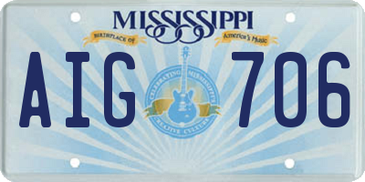 MS license plate AIG706