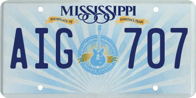 MS license plate AIG707