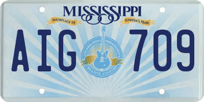 MS license plate AIG709
