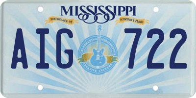 MS license plate AIG722