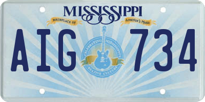 MS license plate AIG734
