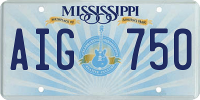 MS license plate AIG750