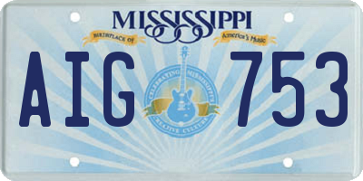 MS license plate AIG753
