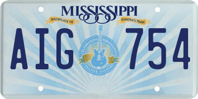 MS license plate AIG754