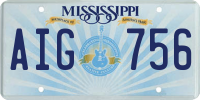 MS license plate AIG756