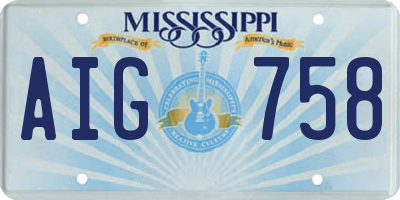 MS license plate AIG758