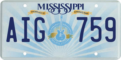 MS license plate AIG759