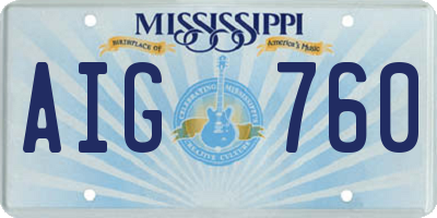 MS license plate AIG760