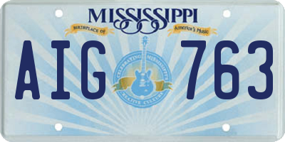 MS license plate AIG763