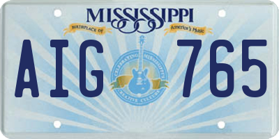 MS license plate AIG765