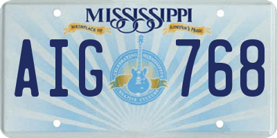 MS license plate AIG768