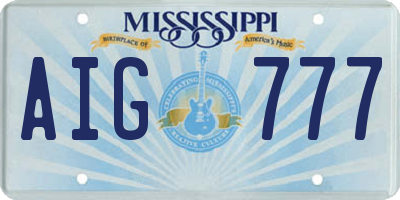 MS license plate AIG777