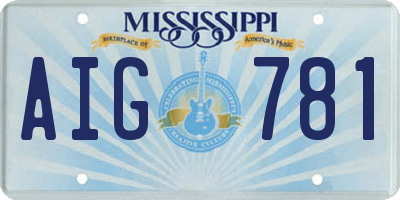 MS license plate AIG781