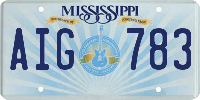 MS license plate AIG783