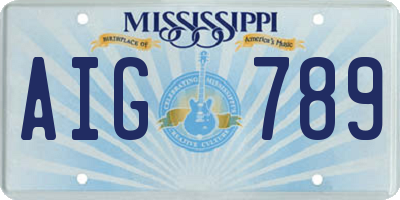 MS license plate AIG789