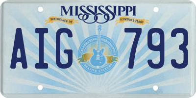 MS license plate AIG793