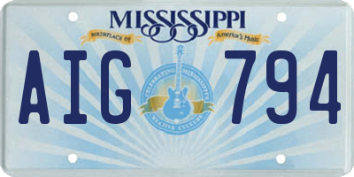 MS license plate AIG794