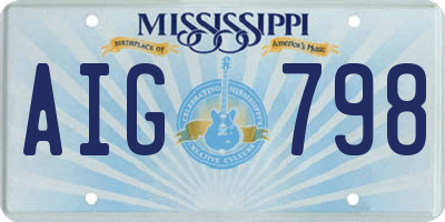 MS license plate AIG798