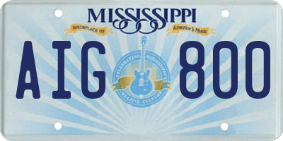 MS license plate AIG800
