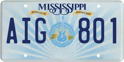 MS license plate AIG801