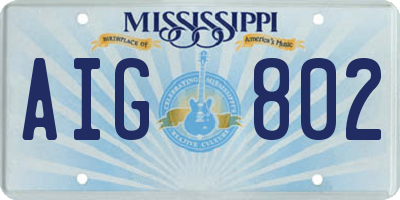 MS license plate AIG802