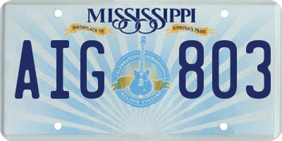 MS license plate AIG803