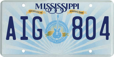 MS license plate AIG804