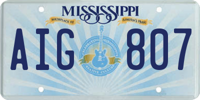 MS license plate AIG807