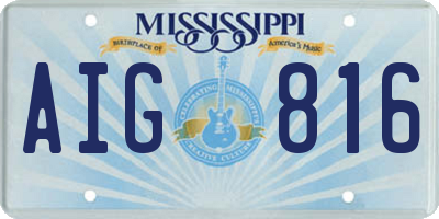 MS license plate AIG816