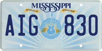 MS license plate AIG830