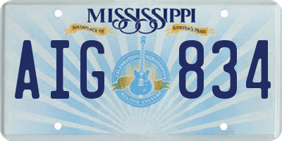 MS license plate AIG834