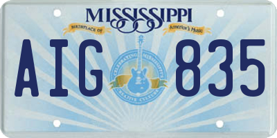 MS license plate AIG835
