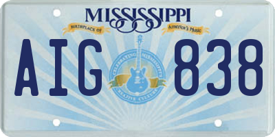 MS license plate AIG838